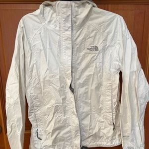 White north face rain jacket